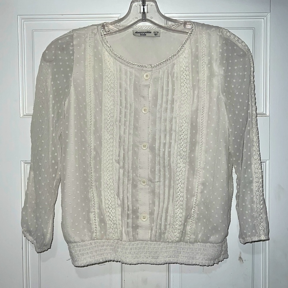 Abercrombie Kids button up cream colored blouse